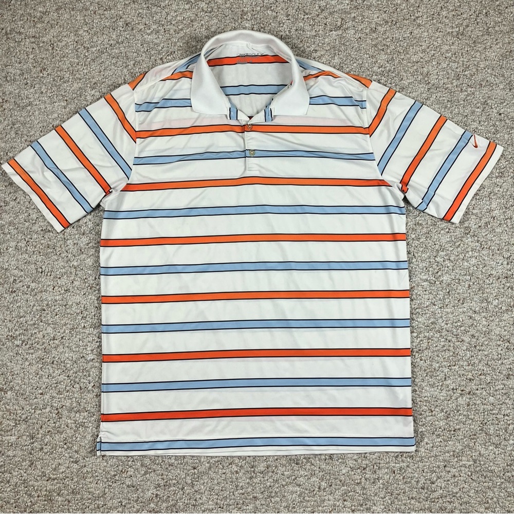 Nike Golf Tour Performance Mens Size XL Striped Dri-fit Golf Polo Shirt Active